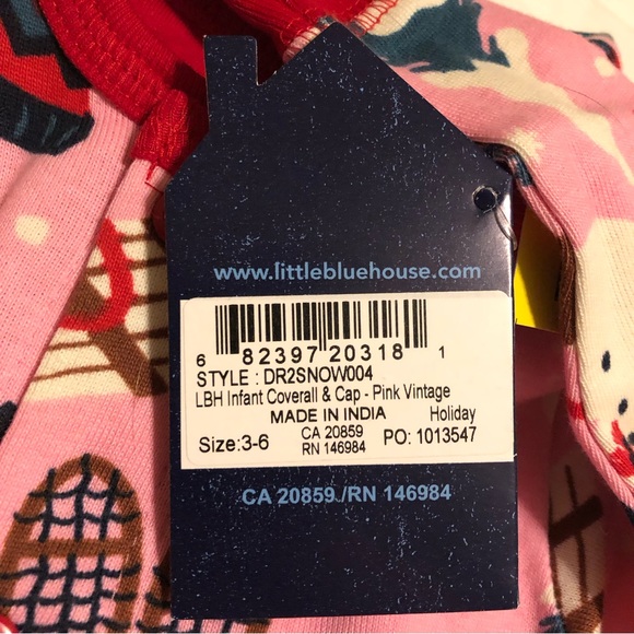 Little Blue House Hatley Infant Coverall & Hat 3-6 Months Full Snap Pink NWT - Picture 5 of 5